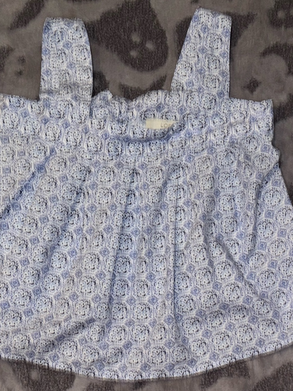 Loft Mosaic Poplin Tie Back Pleated Tank Top~ women’s small( petite)